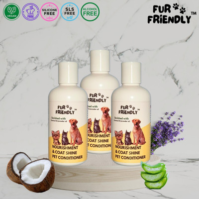FUR FRIENDLY Nourishment & Coat Shine Conditioner | 200 ml (Pack of 3) Conditioning Natural Fragrance Dog Shampoo(600 ml)