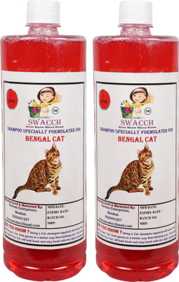 swacch Bengal Cat Shampoo + Bath Brush with Adjustable Straps Conditioning Jasmine Cat Shampoo(2 L)