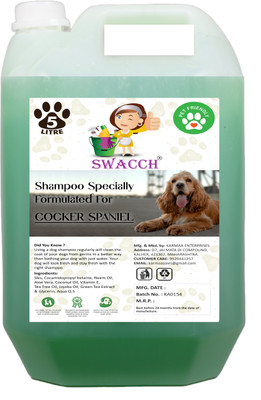 swacch Cocker Spaniel Dog Shampoo I Puppy Safe Shampoo I Shine and Smooth Hair Conditioning Neem Alovera Dog Shampoo(5 L)