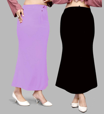 VIDHATA FASHION Fish Cut Petticoat/Peticot Saree Shape Wear Black and Purple Lycra Blend Petticoat(L)