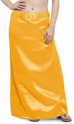 Evafasion Dark Yellow Satin Silk Petticoat Pure Silk, Pure Satin Petticoat(Free)