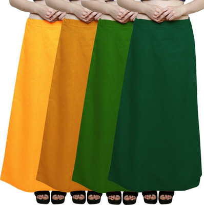 ANANT CREATION Womens's Solid pattern (pack of-4)Lyellow::Dyellow::c green::rama Cotton Blend Petticoat(XL)