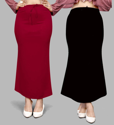 VIDHATA FASHION Fish Cut Petticoat/Peticot Saree Shape Wear Black and Maroon Lycra Blend Petticoat(S)