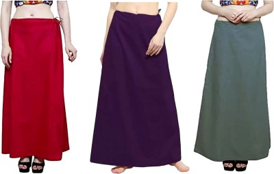 Women saree inskirt Red Purple Dark Grey Combo Pack3 Waist46 ladies underskirt Pure Cotton Petticoat(XXL)