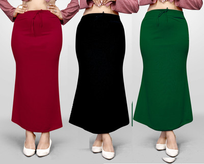 VIDHATA FASHION Fish Cut Petticoat/Peticot Saree Shape Wear Black, Maroon and Green Lycra Blend Petticoat(XXL)