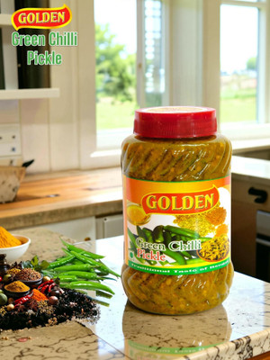 Golden Chilli Pickle, Natural, Tasty, Spicy (Authentic Taste Of India) Green Chilli Pickle(400 g)