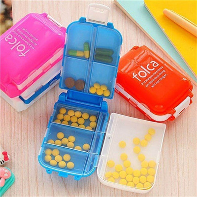 Home Brilliant 8 Compartment 1pc Pill Reminder Plastic Portable Medicine Storage Case Container Pill Box(Multicolor)