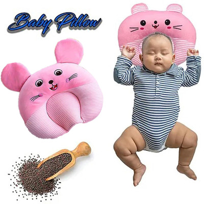 NME Collection Mustard Seeds Baby Pillow Pack of 1 Animals(Pink)