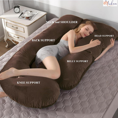 WINX Premium series Microfibre Solid Pregnancy Pillow Pack of 1(Brown)
