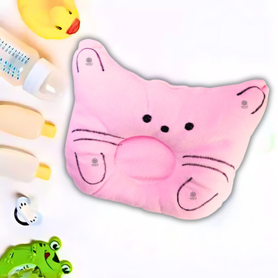 White Bubble Polyester Fibre Baby Pillow Pack of 1 Animals(Pink)