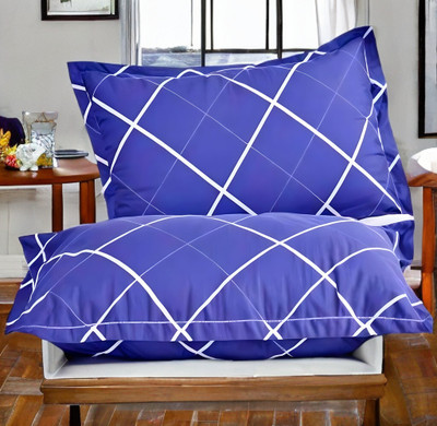 LIPONOS LUXURY Polyester Fibre Abstract Sleeping Pillow Pack of 2(Blue)