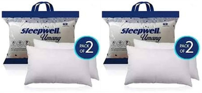 Sleepwell Pillow Set || Comfort And Support Pillow Microfibre Solid Sleeping Pillow Pack of 4(White)
