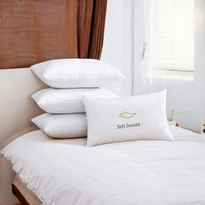 SOFT SNOOZE SOFT LUXURY Microfibre Solid Sleeping Pillow Pack of 4(White)