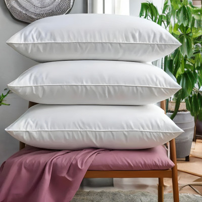 EIRINI Microfibre Sleeping Pillow Pack of 3 Solid LUXURY(White)