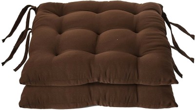 SSKWORLD Microfibre Solid Chair Pad Pack of 2(Brown)