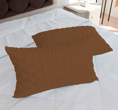 AJISH Luxury Microfibre Solid Sleeping Pillow Pack of 2(Brown)
