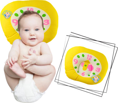 Kotton Candy Cotton Printed, Baby Head Shaping Takiya Soft Pillow Infant Polyester Fibre Alphanumeric Baby Pillow Pack of 1(Yellow)