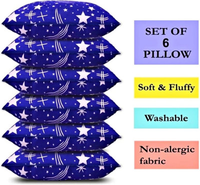 YPOLOIPO LUXURY Polyester Fibre Solid Sleeping Pillow Pack of 6(Blue)
