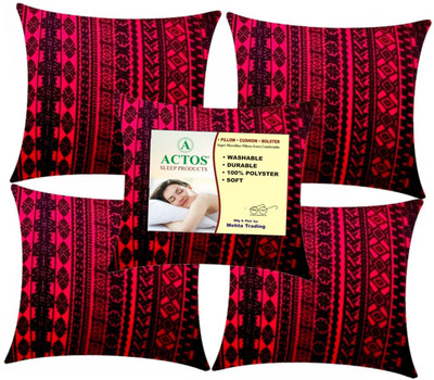 ACTOS Microfibre Geometric Cushion Pack of 5(Maroon, Black)