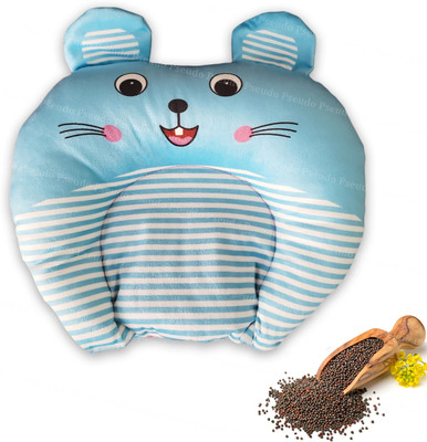 StuffNest Mustard Seeds Animals Baby Pillow Pack of 1(Blue)