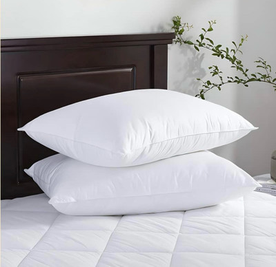 RECORN Bed Pillow Microfibre, Polyester Fibre, Down & Feather, Latex Solid Sleeping Pillow Pack of 2(White)