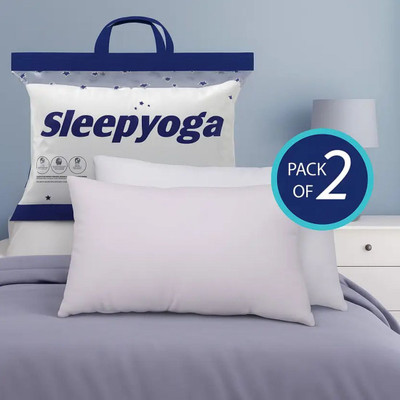 Sleepyoga || Soft and Luxury || Microfibre, Polyester Fibre Solid Sleeping Pillow Pack of 2(White)