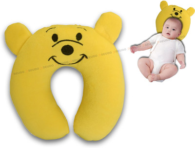 Pseudo Cotton Smiley Baby Pillow Pack of 1(Yellow)