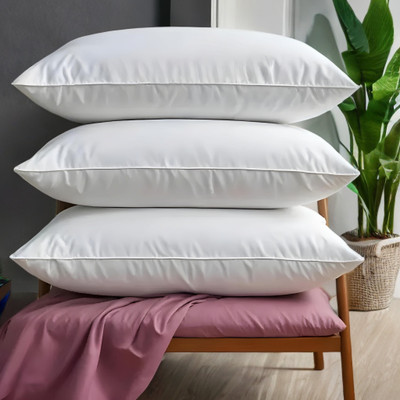 EIRINI LUXURY Microfibre Solid Sleeping Pillow Pack of 3(White)