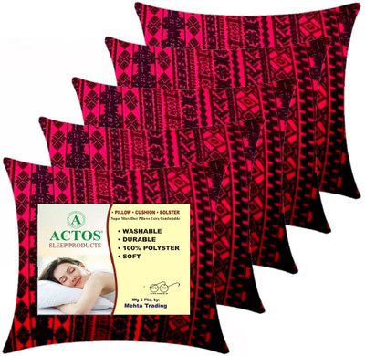 ACTOS Microfibre Geometric Cushion Pack of 5(Maroon, Black)