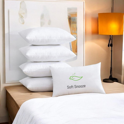 SOFT SNOOZE Microfibre Sleeping Pillow Pack of 5 Solid Luxury(White)