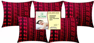 ACTOS Microfibre Geometric Cushion Pack of 5(Maroon, Black)