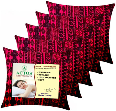 ACTOS Microfibre Geometric Cushion Pack of 5(Maroon, Black)