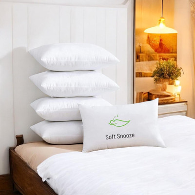 SOFT SNOOZE Luxury Microfibre Solid Sleeping Pillow Pack of 5(White)
