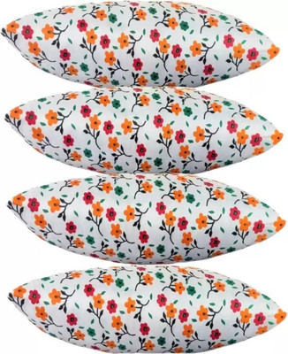 SOFT SNOOZE LUXURY Microfibre Floral Sleeping Pillow Pack of 4(White)