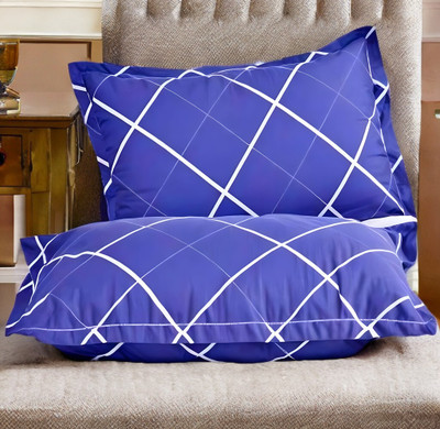 LIPONOS LUXURY Polyester Fibre Abstract Sleeping Pillow Pack of 2(Blue)