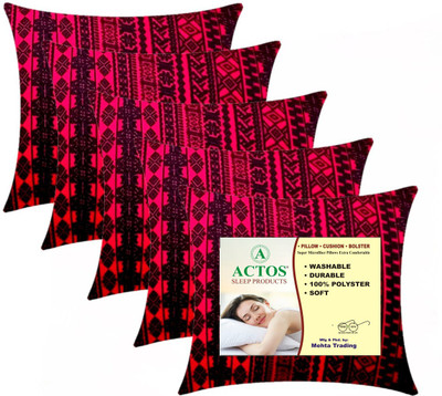 ACTOS Microfibre Geometric Cushion Pack of 5(Maroon, Black)