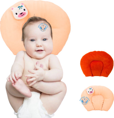 Kotton Candy Mustard Seeds Baby Pillow Pack of 1 Solid Mustard Seeds (Rai) Pillow Velvet, Baby Head Shaping Takiya Soft Pillow(Peach)