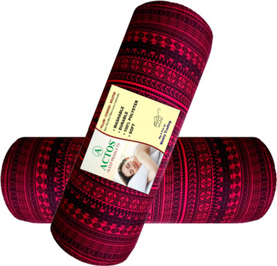 ACTOS Microfibre Abstract Bolster Pack of 2(Maroon)