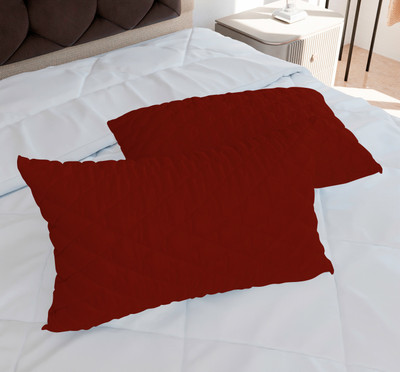 AJISH Luxury Microfibre Solid Sleeping Pillow Pack of 2(Maroon)