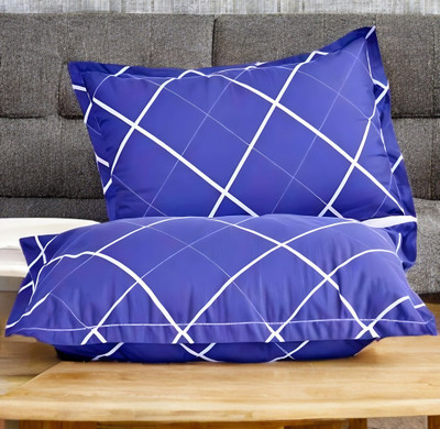 LIPONOS LUXURY Polyester Fibre Abstract Sleeping Pillow Pack of 2(Blue)