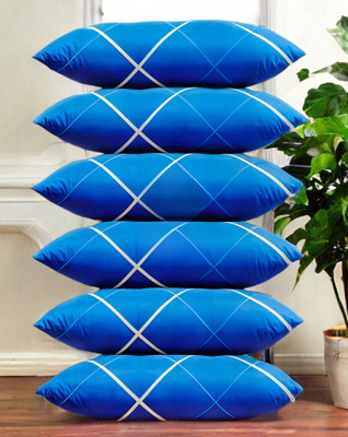 LIPONOS LUXURY Polyester Fibre Abstract Sleeping Pillow Pack of 6(Blue)