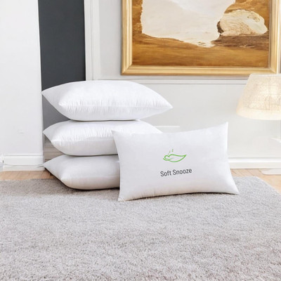 SOFT SNOOZE SOFT LUXURY Microfibre Solid Sleeping Pillow Pack of 4(White)