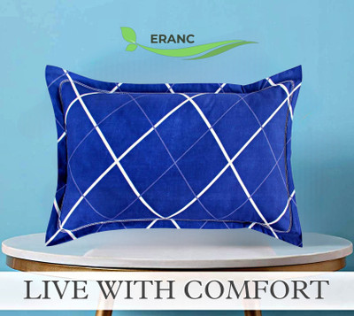 Cotton Solid Sleeping Pillow Pack of 1(Blue Line)