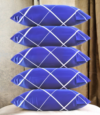 EIRINI LUXURY Polyester Fibre Solid Sleeping Pillow Pack of 5(Blue)