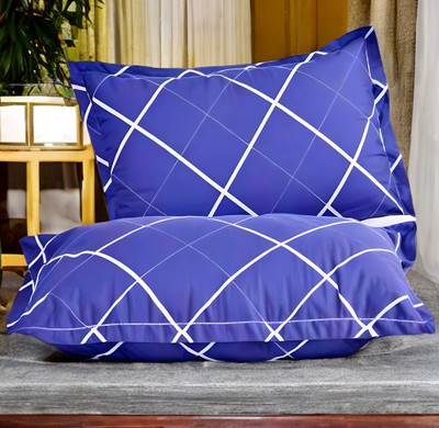 LIPONOS LUXURY Polyester Fibre Abstract Sleeping Pillow Pack of 2(Blue)