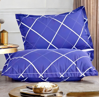 LIPONOS LUXURY Polyester Fibre Abstract Sleeping Pillow Pack of 2(Blue)