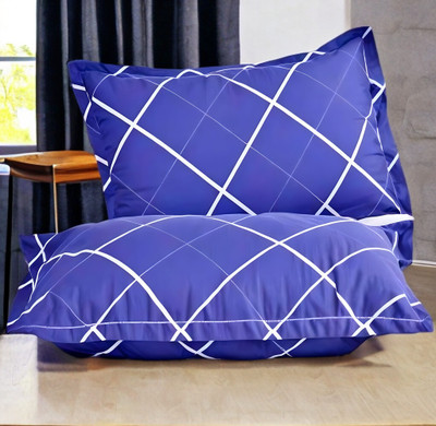 LIPONOS LUXURY Polyester Fibre Abstract Sleeping Pillow Pack of 2(Blue)