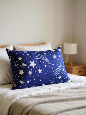 Soft Snooze Microfibre, Polyester Fibre Geometric Sleeping Pillow Pack of 1(Blue)