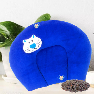 Kotton Candy Mustard Seeds Baby Pillow Pack of 1 Solid Mustard Seeds (Rai) Pillow Velvet, Baby Head Shaping Takiya Soft Pillow(Blue)