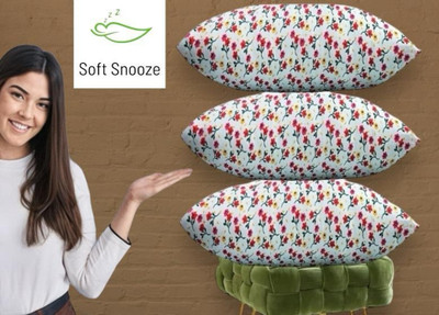 SOFT SNOOZE Microfibre Sleeping Pillow Pack of 3 Floral Luxury(White)